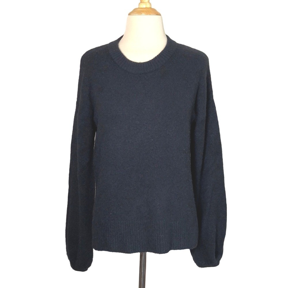 MADEWELL Size XS Black Long Sleeve Boxy Coziest Yarn Pullover Sweater Super Cozy